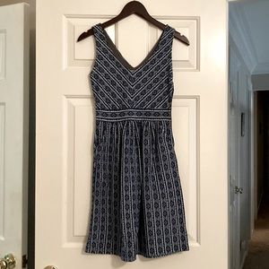 Blue geometric western striped summer dress
